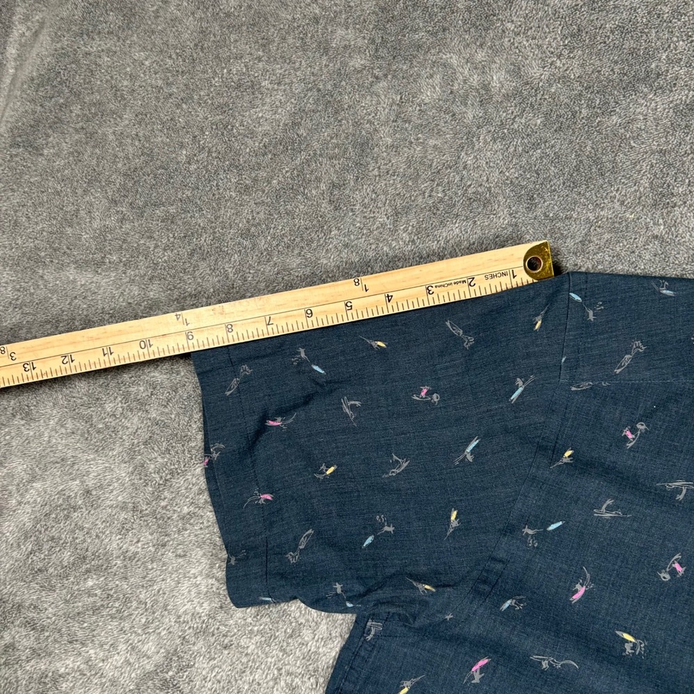 Patagonia Button Down Short Sleeve Mens Surfer Print Organic Cotton Shirt Navy M - Picture 10 of 11